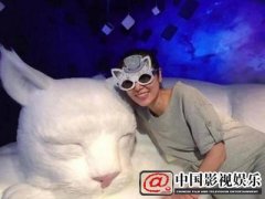 林心如秒删照片 戴猫咪面具与白猫合影